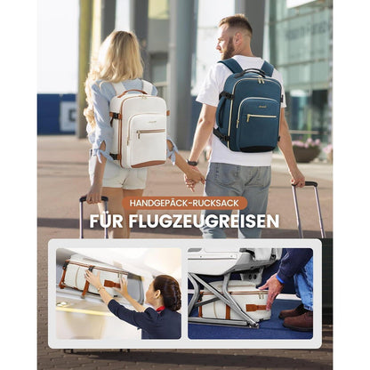 Handgepäck Rucksack 40x20x25cm, Reise Rucksack für Flugzeug, Laptopfach, Beige+braun