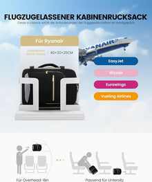 Handgepäck Rucksack 40x20x25 Schwarz für Ryanair Eurowings