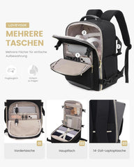 Ryanair Handgepäck Rucksack 40x20x25 Schwarz 14 Zoll Laptop für Damen Herren
