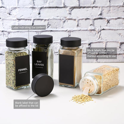 24tlg. Gewürzgläser Set 120ml mit Streueinsatz und Etiketten