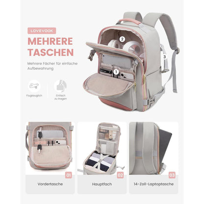 Handgepäck Rucksack 40x20x25, Reiserucksack für 14 Zoll