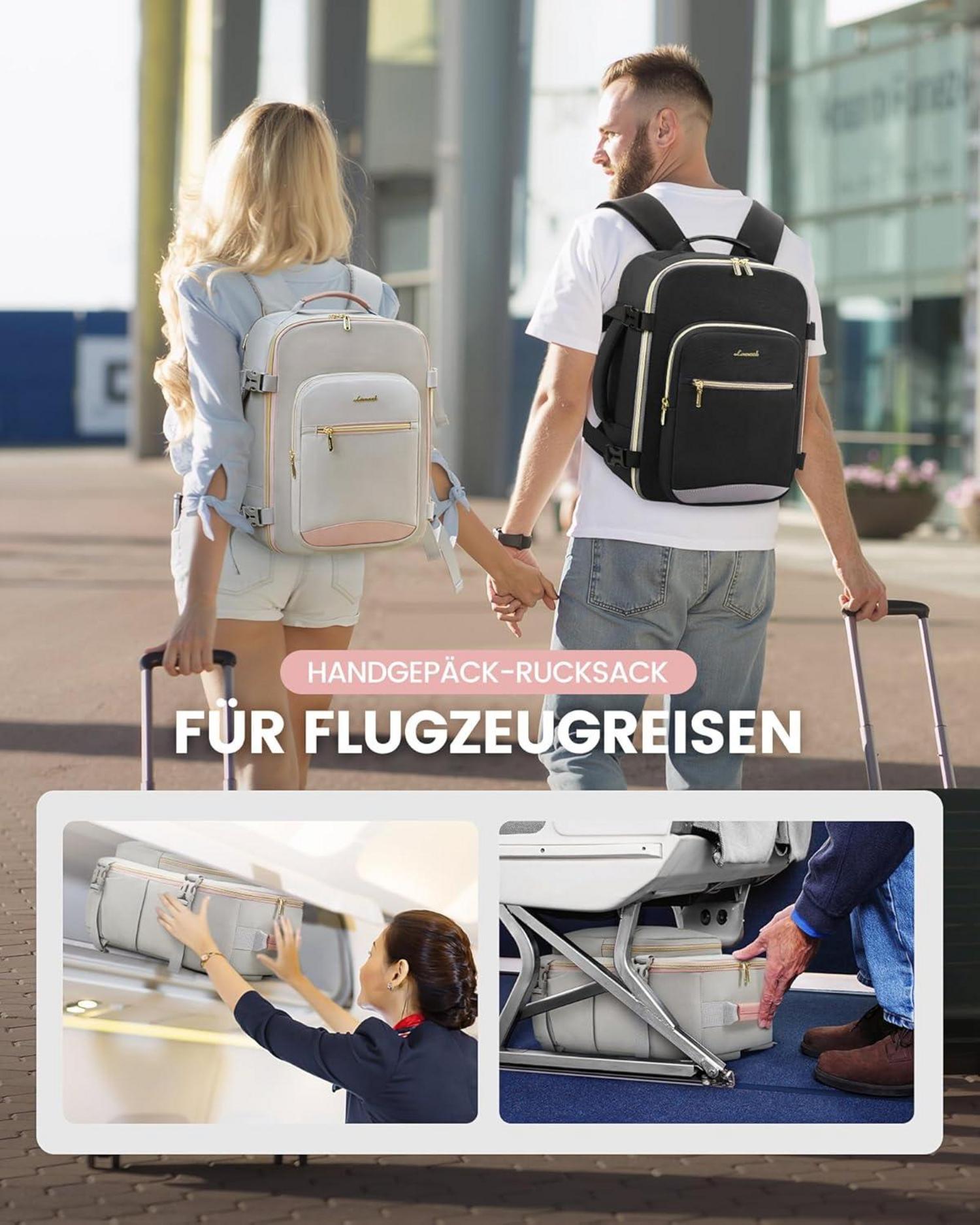 Ryanair Handgepäck Rucksack 40x20x25 für 14 Zoll Laptop, Damen Herren