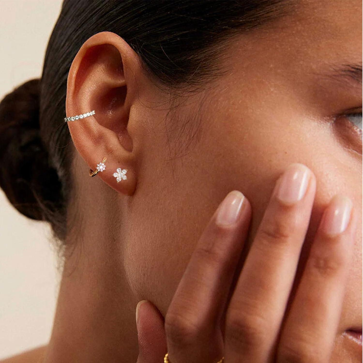 EXGOX Ohrringe Set für Damen Silber 925 Hypoallergen 3 Paar