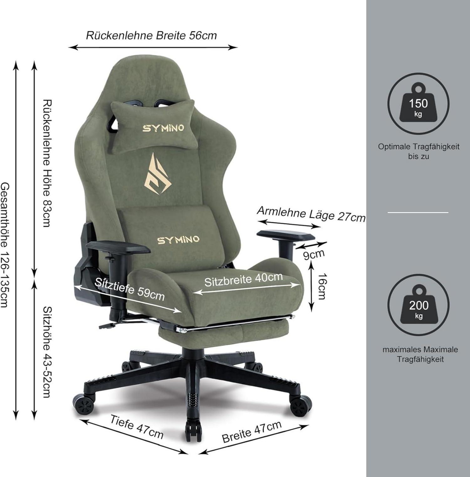 Symino Gaming Stuhl mit Massagefunktion und Fußstütze