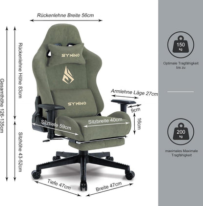 Symino Gaming Stuhl mit Massagefunktion und Fußstütze