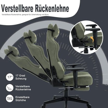 Symino Gaming Stuhl Bürostuhl Hochwertiger Stoff Grün Ergonomisch