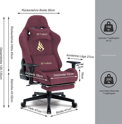 Gaming Stuhl, Atmungsaktiver Bürostuhl mit Massagefunktion