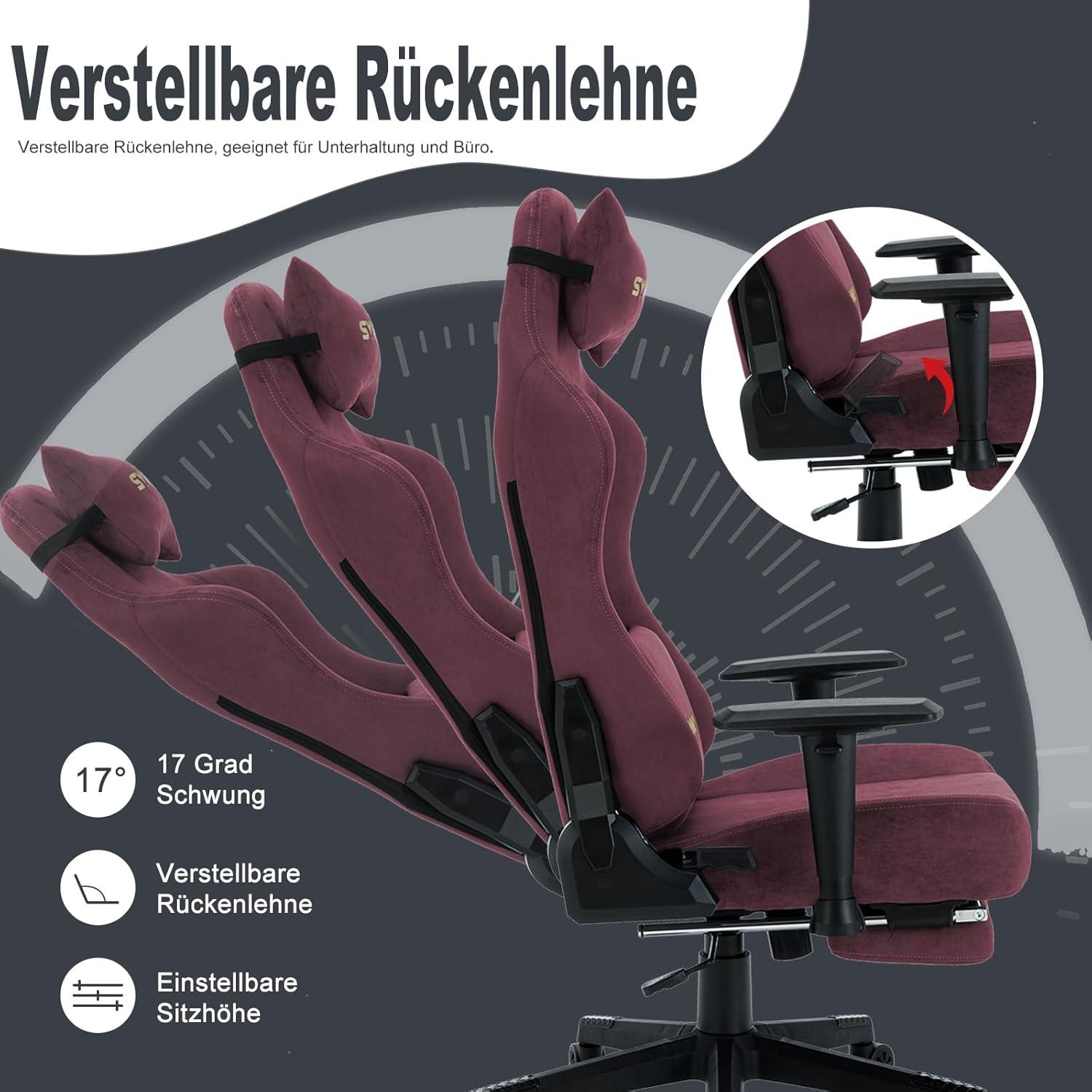 Symino Gaming Stuhl Schwarz Rot - Bürostuhl mit Massagefunktion