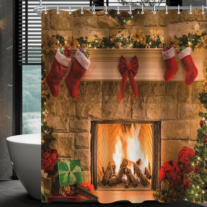 Duschvorhang Weihnachtsstrümpfe 200x200cm Antischimmel Textil wasserabweisend waschbar Polyester H200 x B200 cm