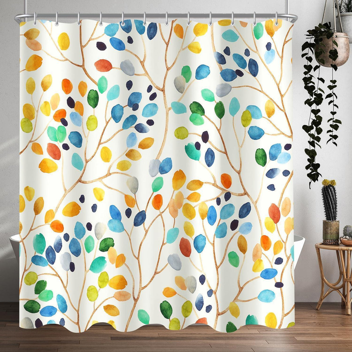 Bunter Baum Duschvorhang 180x200cm mit 12 Haken