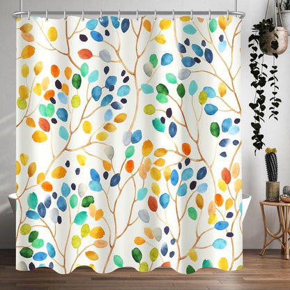 Bunter Baum Duschvorhang 180x200cm mit 12 Haken