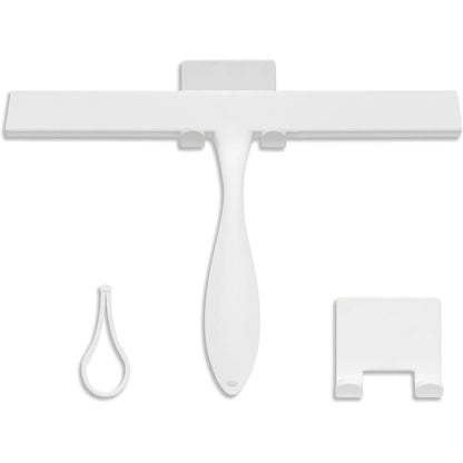 Silikon Duschabzieher mit Haken, ergonomisch, weiß