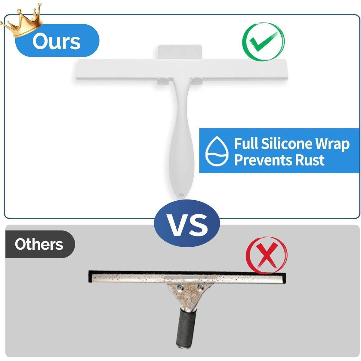 Silikon Duschabzieher mit Haken, ergonomisch, weiß