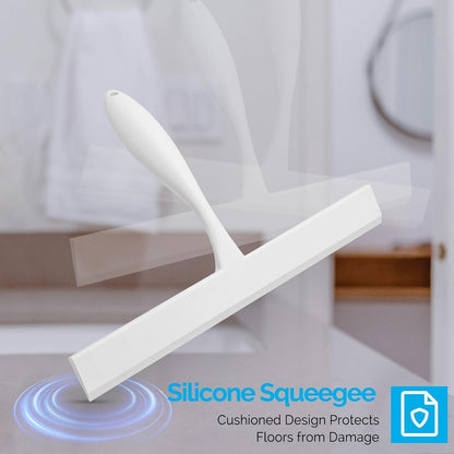 Silikon Duschabzieher mit Haken, ergonomisch, weiß