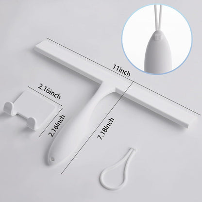 Silikon Duschabzieher mit Haken, ergonomisch, weiß