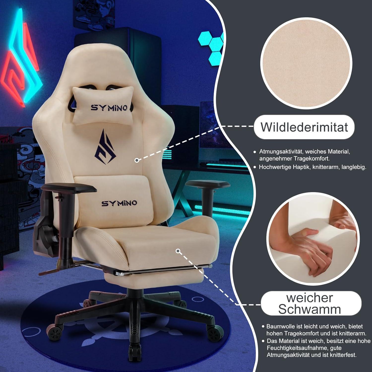 Gaming Stuhl Atmungsaktiver Bürostuhl Pelz-Weich Ergonomisch