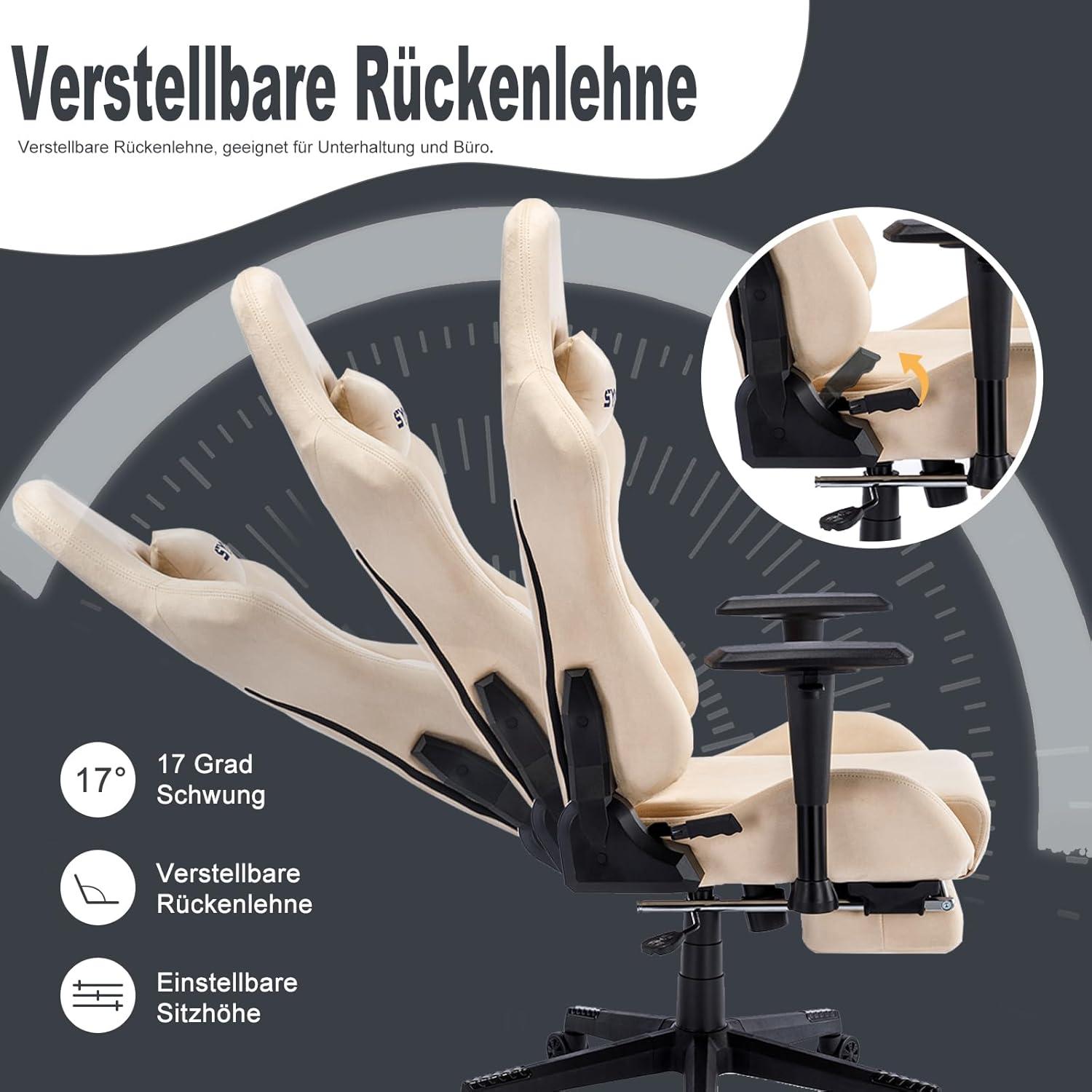 Gaming Stuhl Bürostuhl Ergonomisch Hochwertig Stoff Schwarz