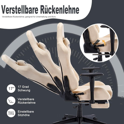 Gaming Stuhl Bürostuhl Ergonomisch Hochwertig Stoff Schwarz