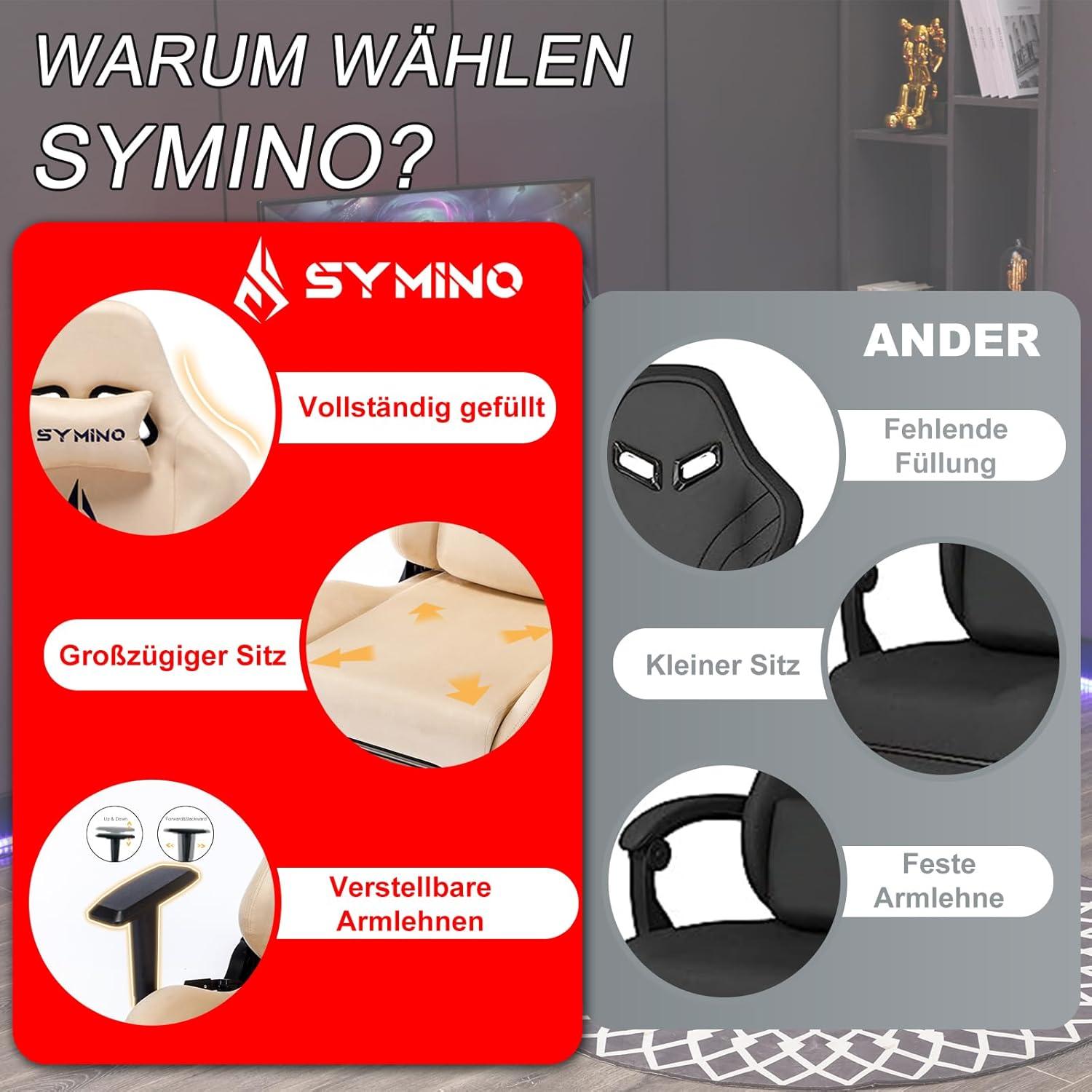 Gaming Stuhl Schwarz, Ergonomisch Verstellbar mit Massagefunktion