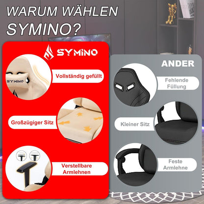 Gaming Stuhl Schwarz, Ergonomisch Verstellbar mit Massagefunktion