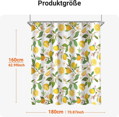 Duschvorhang Zitronenblätter 180x160cm Polyester Wasserabweisend mit