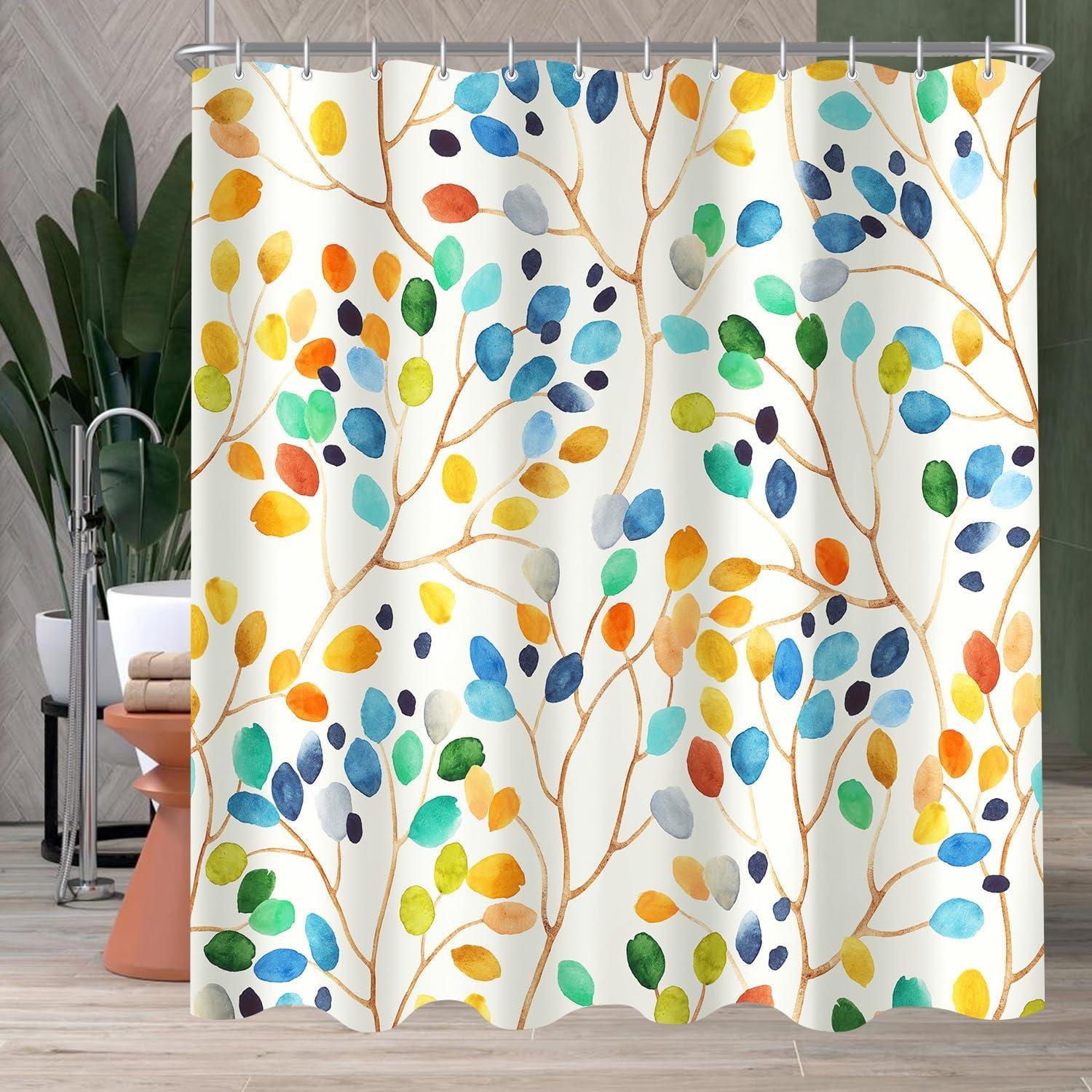 Duschvorhang Bunter Baum Antischimmel 180x160cm Textil Waschbar