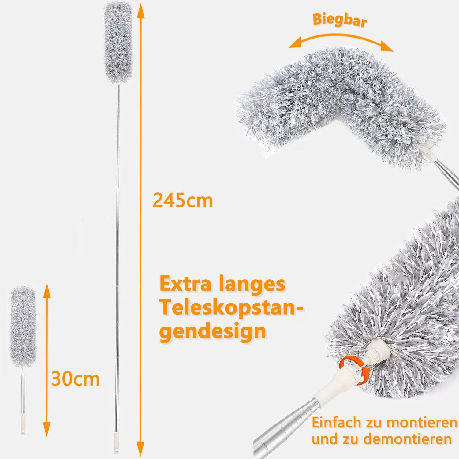 Staubwedel Teleskop lang ausziehbar bis 2,45m 5 Stück
