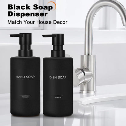 Schwarzer Seifenspender Set (2er) | Glas & Kunststoff Pumpen