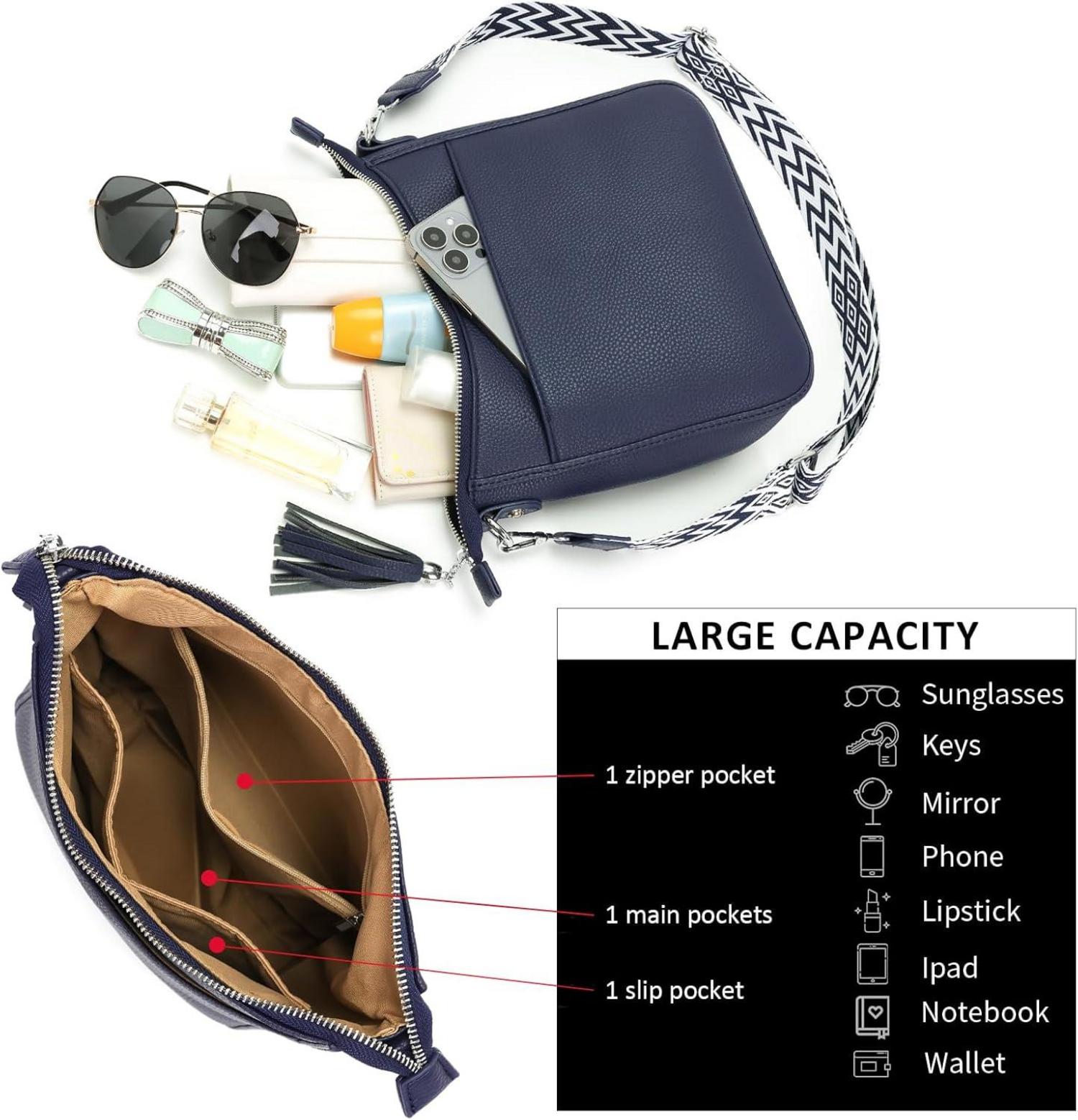 Damen Handtasche Blau Vegan Leder Schultertasche