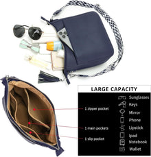 Damen Handtasche Blau Vegan Leder Schultertasche