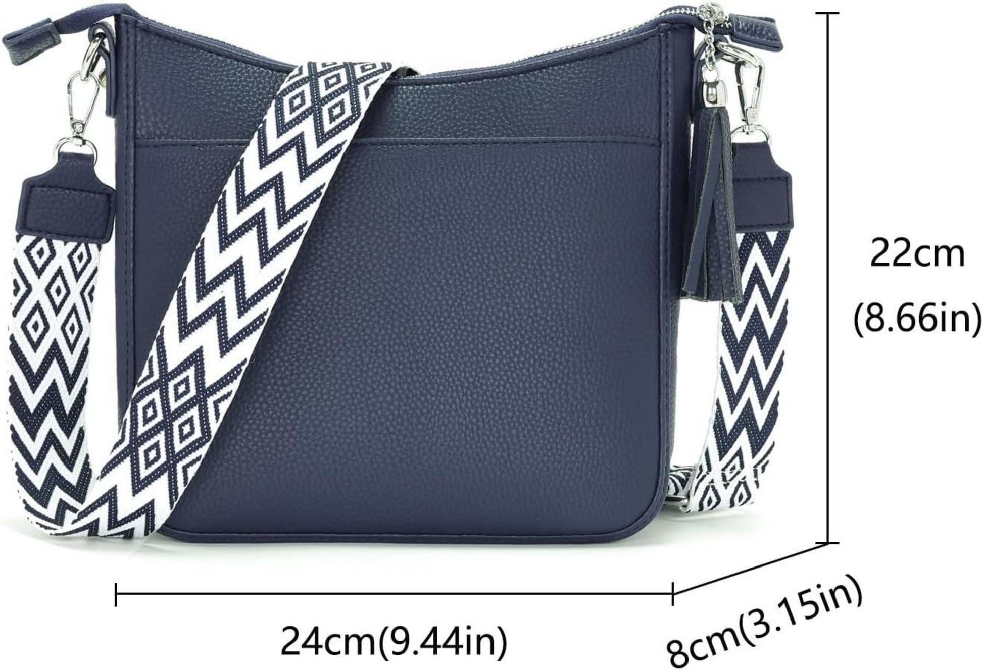 Handtasche Damen Mittelgroß Crossbody Bag Umhängetasche Blau