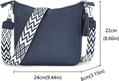 Handtasche Damen Mittelgroß Crossbody Bag Umhängetasche Blau