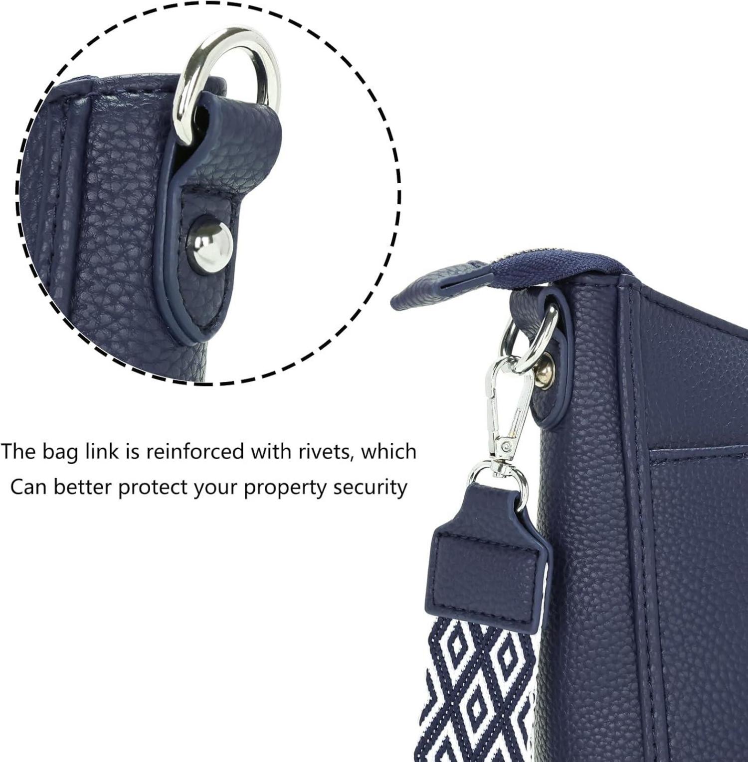 YISUOHOOM Damen Handtasche Blau Vegan Leder Crossbody Bag Magnetic Closure