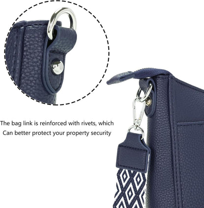 YISUOHOOM Damen Handtasche Blau Vegan Leder Crossbody Bag Magnetic Closure