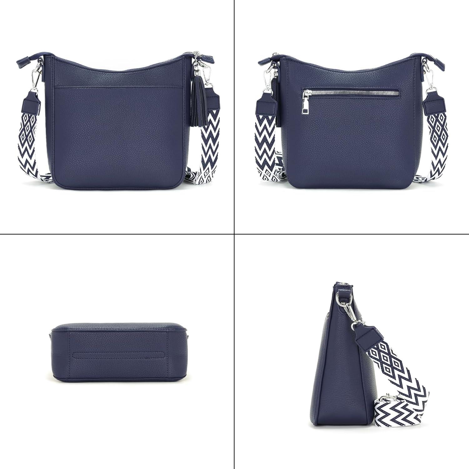 YISUOHOOM Damen Handtasche Blau Vegan Leder Crossbody Bag Magnetic Closure