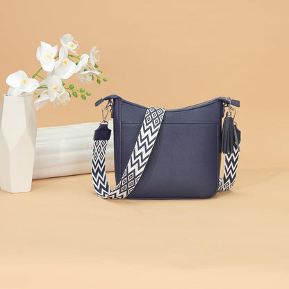 Handtasche Damen Mittelgroß Crossbody Bag Umhängetasche Blau