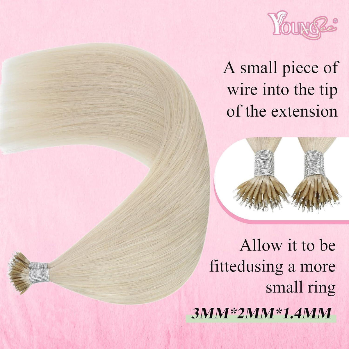 Echthaar Nano Extensions Platinblond 55cm – Volumen & Länge
