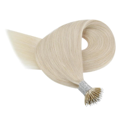Echthaar Nano Extensions Platinblond 55cm – Volumen & Länge