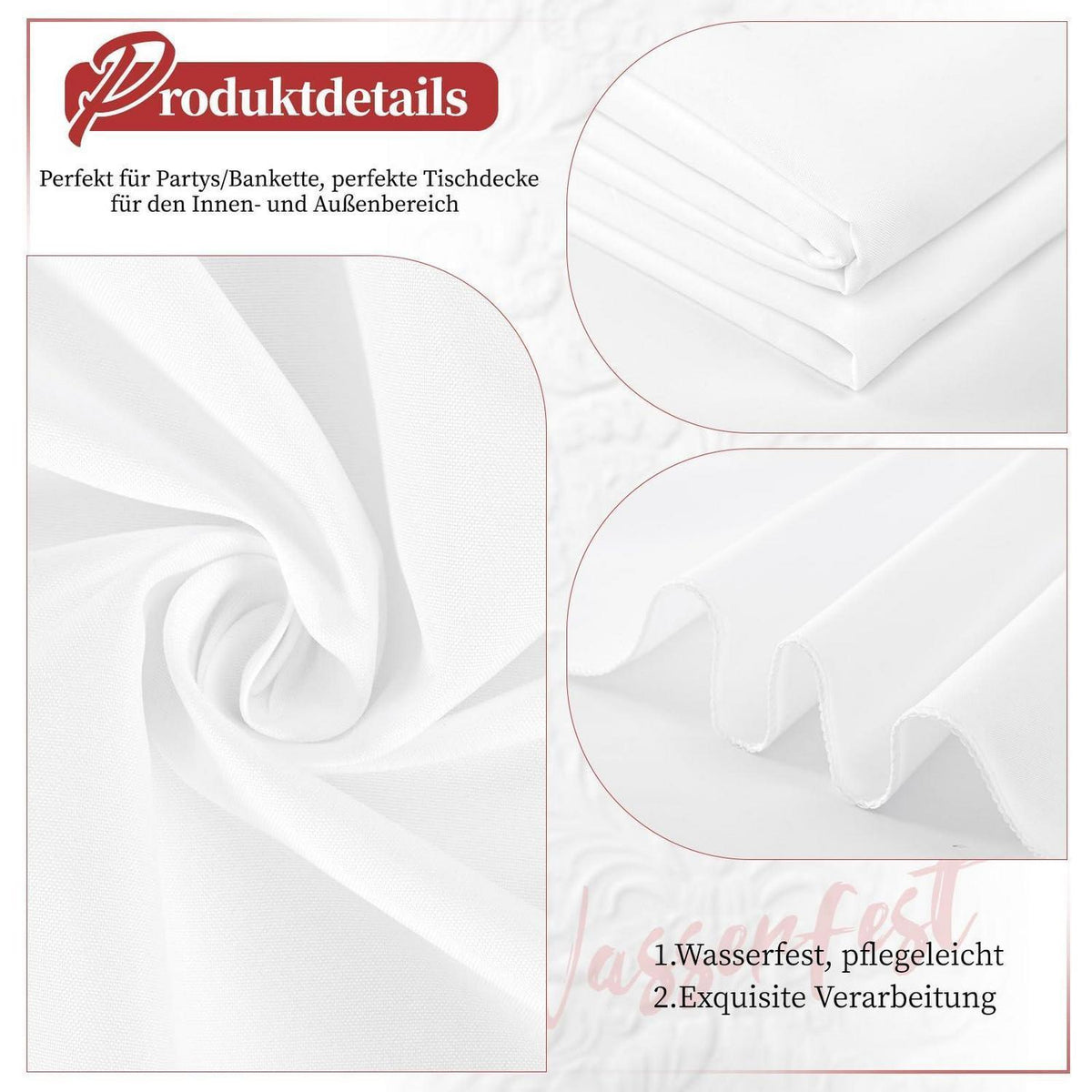 12x Weiße Biertisch Tischdecke 250x100cm – Waschbar & Pflegeleicht