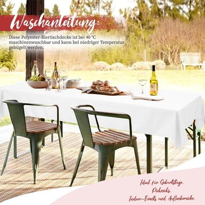 12x Weiße Biertisch Tischdecke 250x100cm – Waschbar & Pflegeleicht