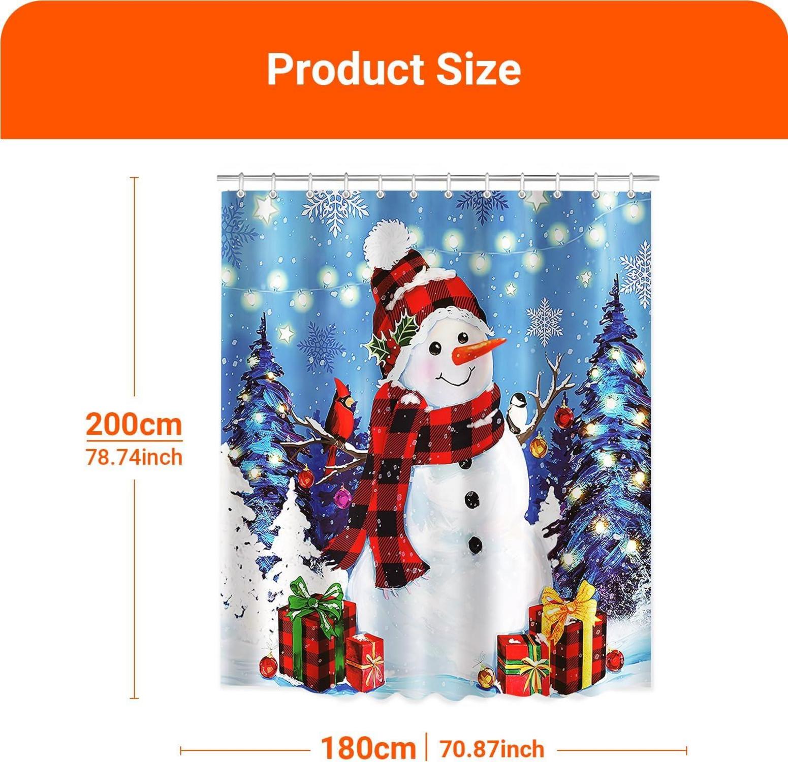 Duschvorhang Weihnachtsschneemann 180x200cm Antibakteriell Wasserdicht