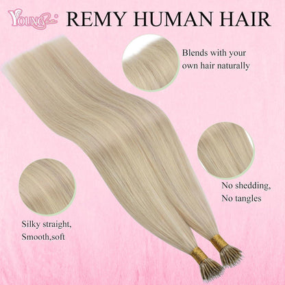 Aschblond Nanoring Extensions Echthaar 45cm – Haarverlängerung