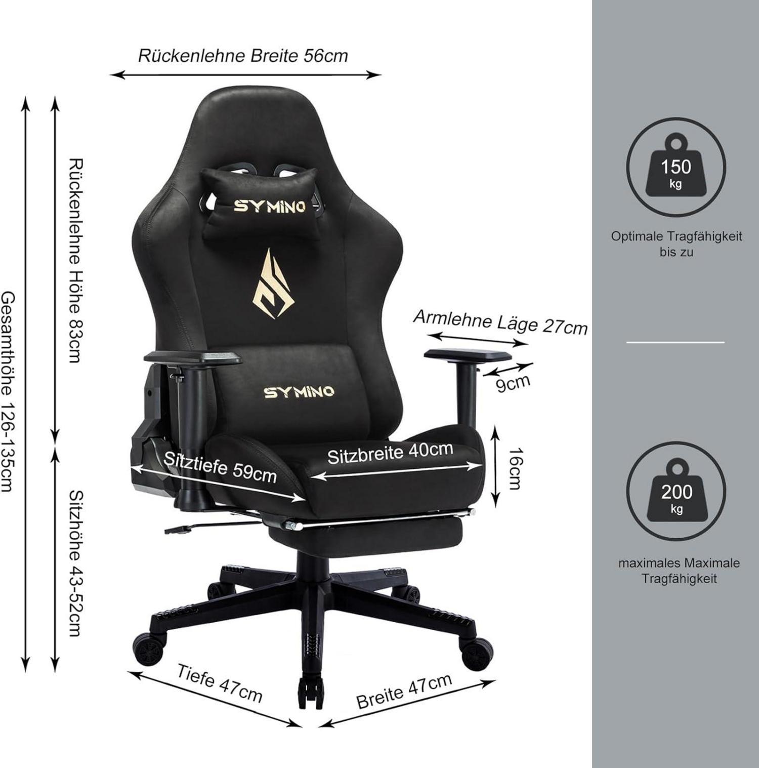 Symino Gaming Stuhl Atmungsaktiver Bürostuhl Ergonomisch