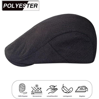 Leinen Schiebermütze Herren mit Futter – Sommer Flatcap Schwarz