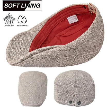 Leinen Schiebermütze Herren mit Futter – Sommer Flatcap Khaki