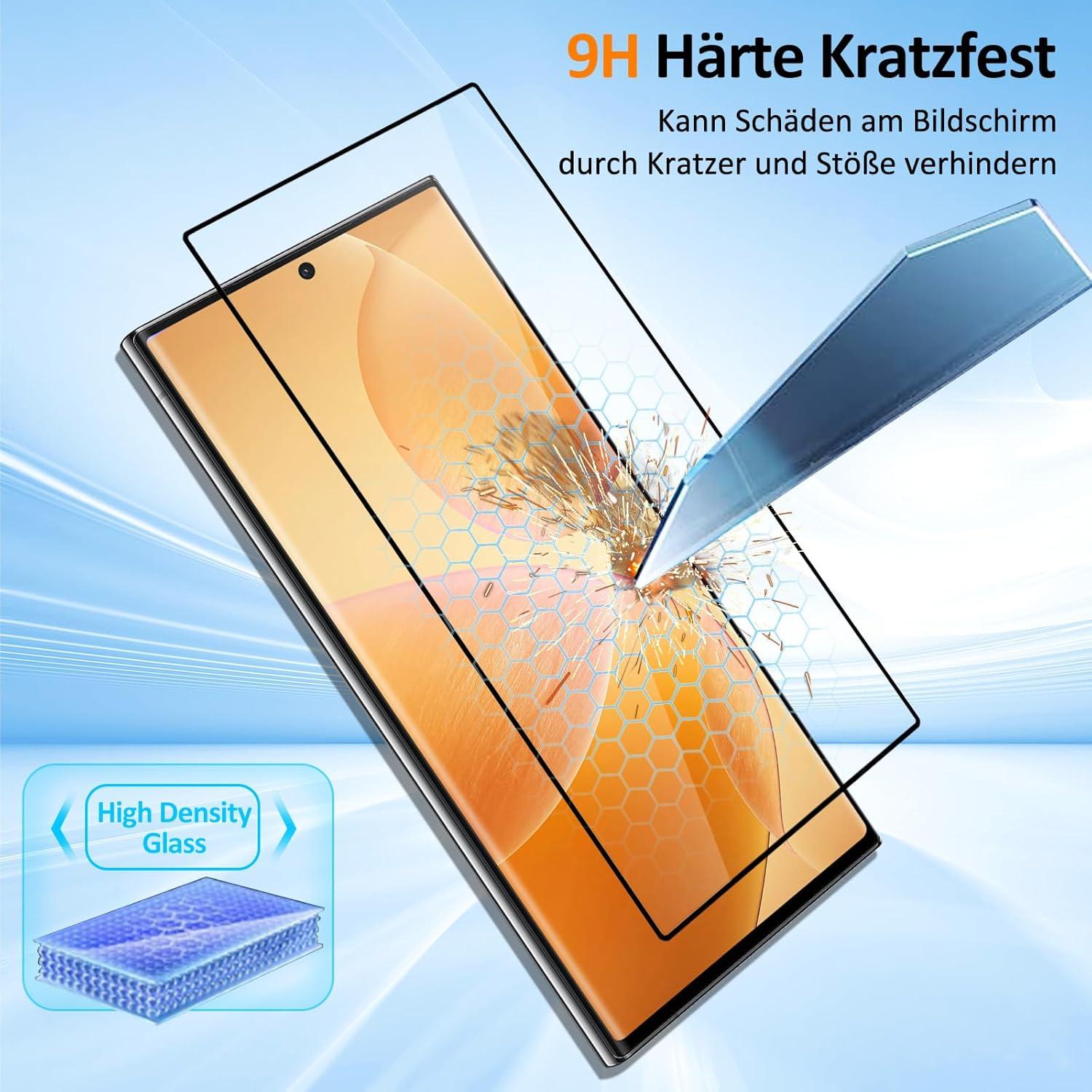 2er Pack Panzerglas Samsung Galaxy S24 Ultra 5G Schutzfolie 9H Härte Blasenfrei Transparent Full Cover Displayfolie