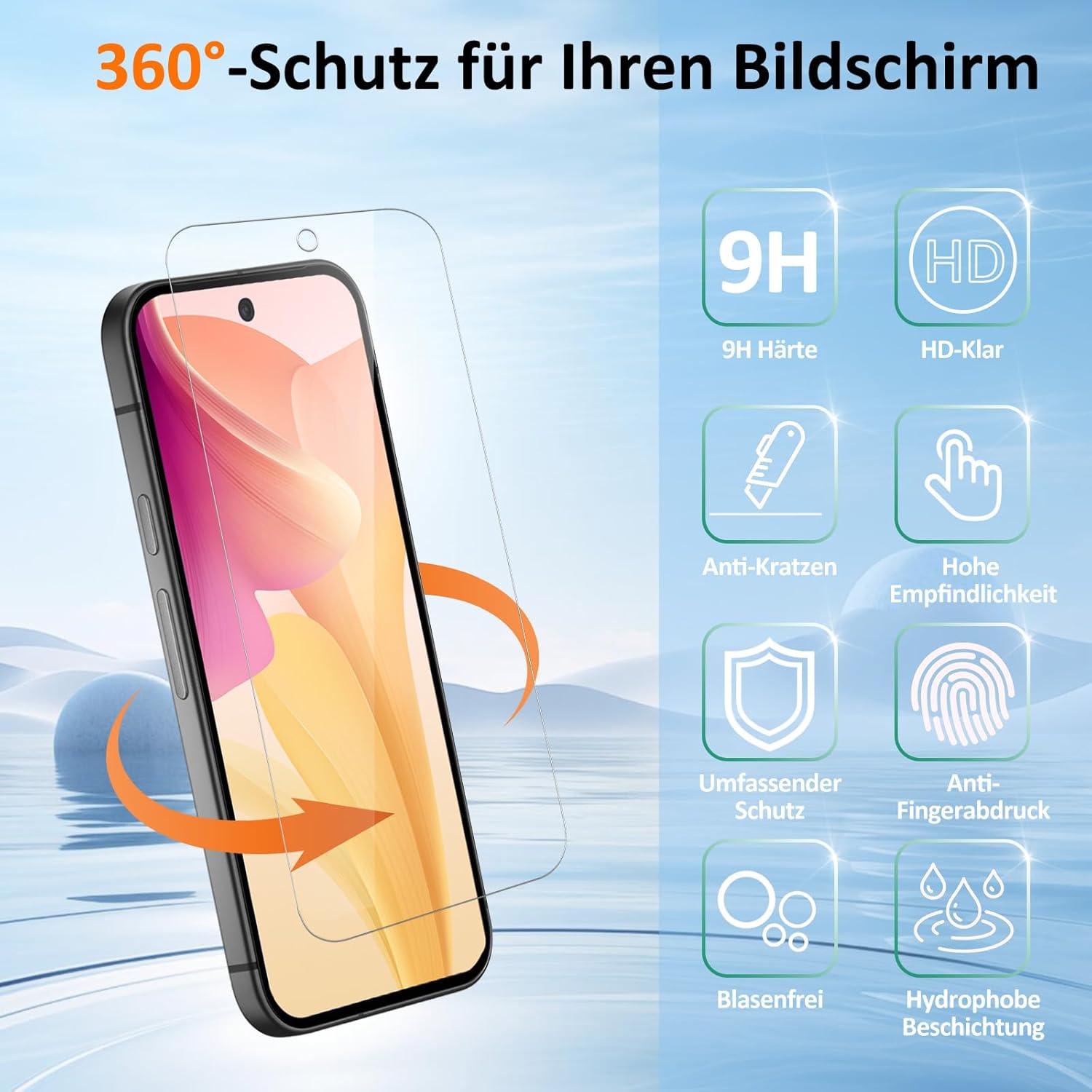 Google Pixel 9 Panzerglas Schutzfolie 2 Stück 9H gehärtetes Glas