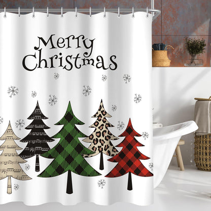 Duschvorhang Bunter Weihnachtsbaum H200 x B200 cm Polyester Textil wasserabweisend