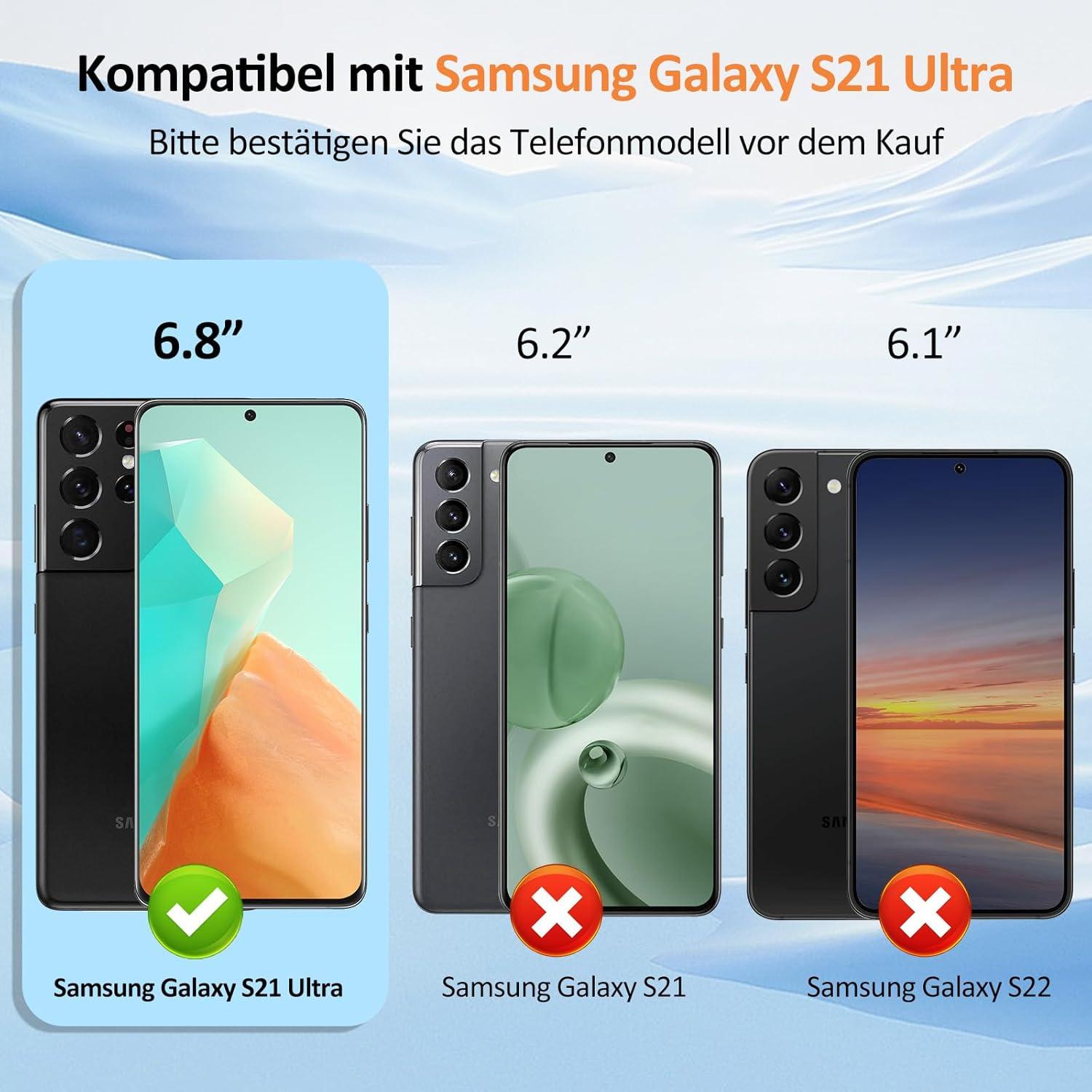Schutzfolie Panzerglas Samsung Galaxy S21 Ultra 2 Stück