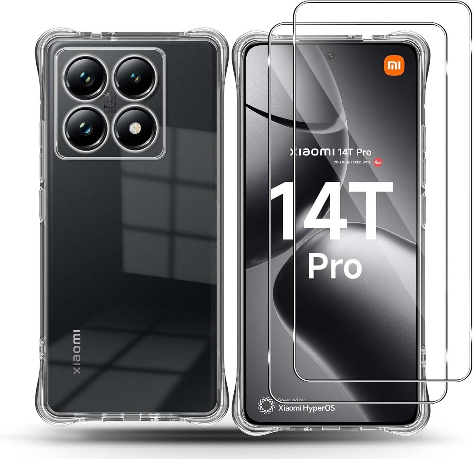 Silikon Hülle + Panzerglas Schutzfolie Xiaomi 14T Pro 2er Set
